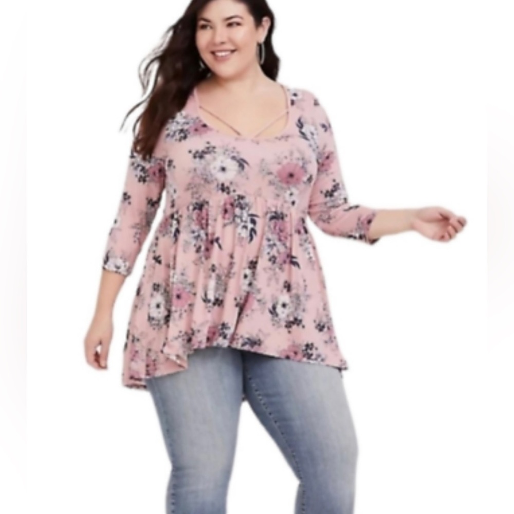 Torrid Super Soft Pink Floral Tunic